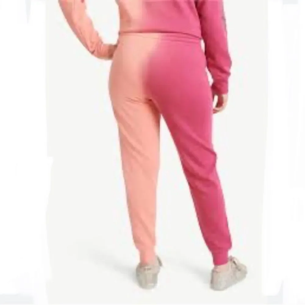 Justice x Stranger Things Girls Ombre Fleece Joggers Sweatpants Pink/Orange Sz S